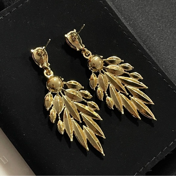 ✨Sparkly Amber Rhinestones Chandelier Drop Earrings - Picture 3 of 3